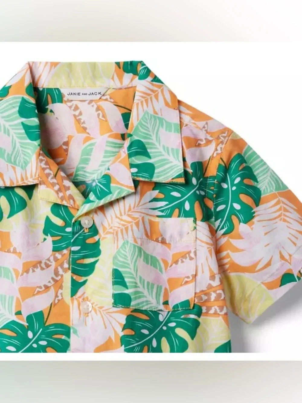Janie‎ And Jack Boys Tropical Poplin Shirt  Button Up Size 8